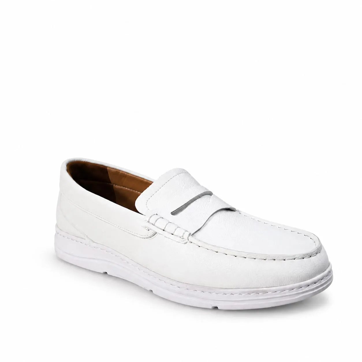 Mocassin confort SM124 blanc cuir..........  